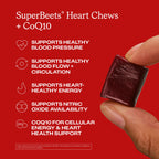 Humann SuperBeets Heart Chews + CoQ10-100mg of CoQ10 Plus Beetroot & Grape Seed Extract, Blood Pressure, Cellular Energy & Heart Health Support, 60 Count