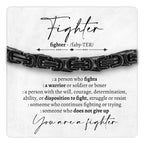 Love You This Much You Are a Fighter 5mm Twist Bracelet, Cancer Care Gifts for Men, Male Hospital Gift, Manly Get Well Gift for Him, For a Man in the Hospital, Luxury Box & Card (Black/Black)