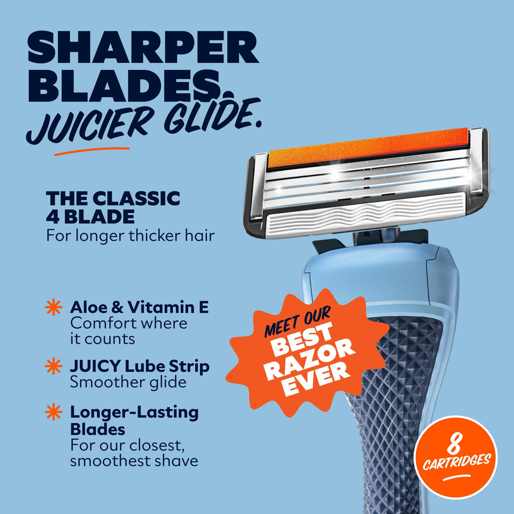 Dollar Shave Club - 4 Blade Razor Refills (8 Pack) - Razors for Men