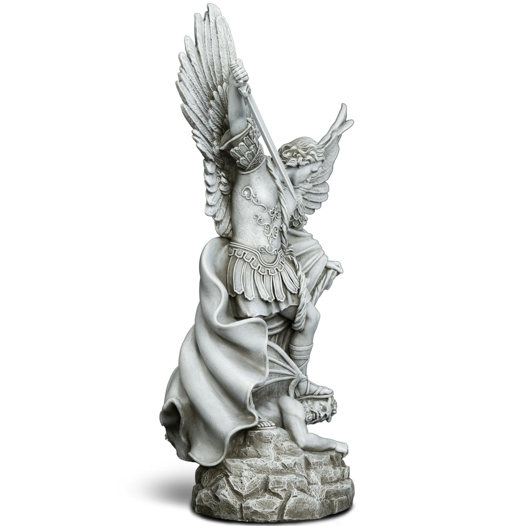 DevotedWalls 20.5" Large Saint Michael Statue Outdoor,Michael the Archangel Slaying Satan,Large Garden Religious Sculpture,San Miguel Arcangel Defender for Porch,Patio or Church Entryway