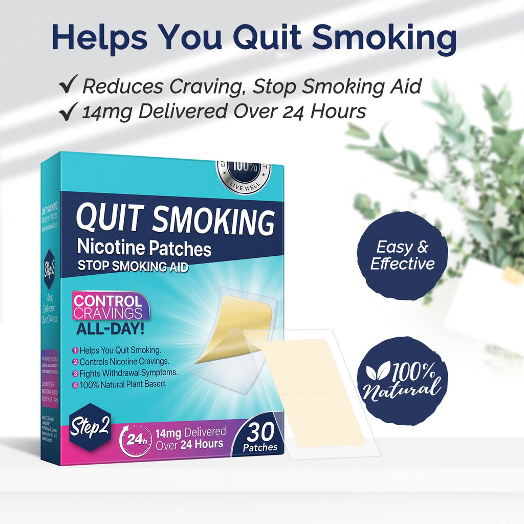 Step 2,30 Patches,14mg Delivered Over 24 Hours,Stop Aid,Helping Quit Patch,Stop Patches