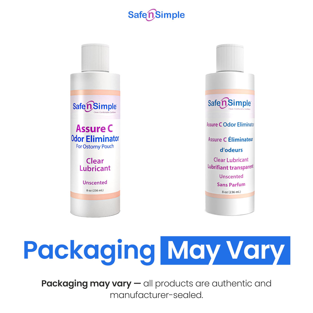 Safe n' Simple Assure C - Clear Lubricating Ostomy Pouch Deodorant - Colostomy Bag Odor Eliminator - Colostomy Deodorizer Lubricant - 8 Fluid Ounce Drops