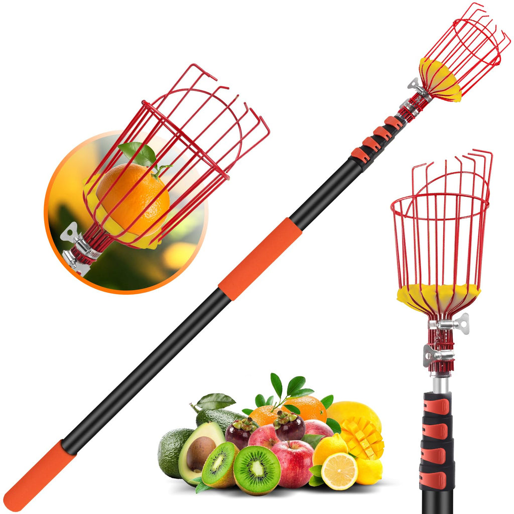 ACTREY 26FT Reach Fruit Picker Pole with Basket Telescoping,Apple Picker