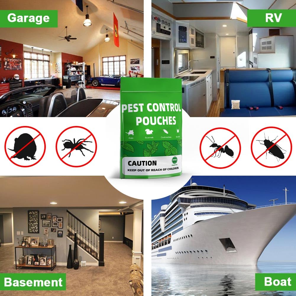 KPNKKWY Pest Control, Rodent Repellent Pouches, Mouse Repellant Indoor, Mice Peppermint to Repel Rat, Ant, Roach, Mosquito & Moth, RV Mouse Deterrent, Keep Mouse Away