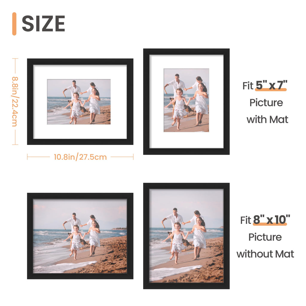 upsimples 8x10 Picture Frames, Gallery Wall Frames Set of 5, Black