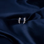 JSGEMSLEE Leaf Stud Earrings Ear Climber Earrings for Women Cubic Zirconia Ear Crawler Earrings Hypoallergenic Cartilage Jewelry
