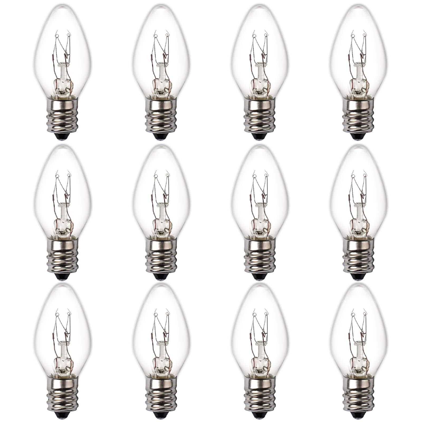 SalPhines 15 Watt Himalayan Salt Lamp Bulbs, 12Pack Dimmable Night Light Bulbs with E12 Base, for Rock Salt Lamp, Scentsy Warmer Wax Diffuser, Candle Warmers