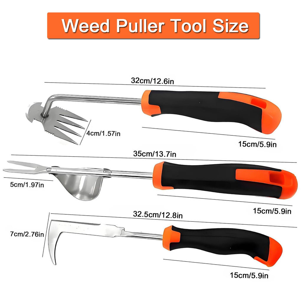 3 Pack Weed Puller Tool Set, Stainless Steel Weeding Tools for Gardening