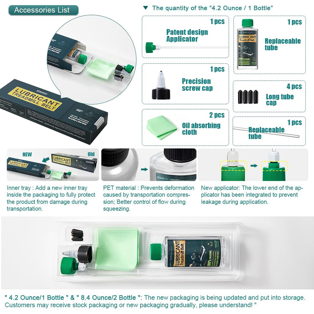 SEKODAY Silicone Treadnmill Belt Lubricants/Lubes | 4.2 Ounce, High Temperature Resistant and Stable Lubricant,with Hard Application Tubes and Precision Screw Caps for Easy Use