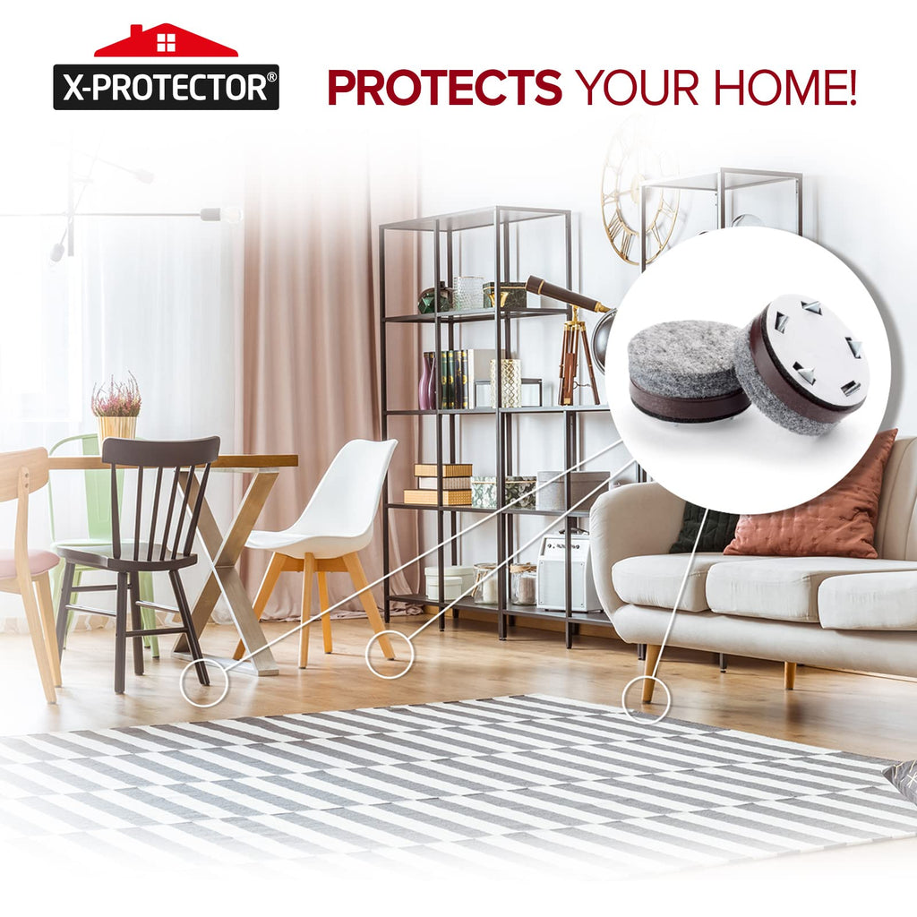 Felt Furniture Pads X-Protector 16 PCS - 1" Felt Pads with Prongs - Premium Felt Chair Pads - Furniture Pads for Hardwood Floors - Chair Floor Protectors for Hardwood- Slide Your Furniture Easily!
