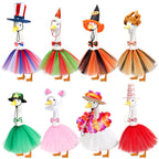 Bafeil Porch Goose Outfits, 8 Set Holiday Porch Goose Clothes for 17/19/23 inch Lawn Geese 4th of July Summer Halloween Christmas All Seasonal Patio Yard Garden Goose Statue Decor