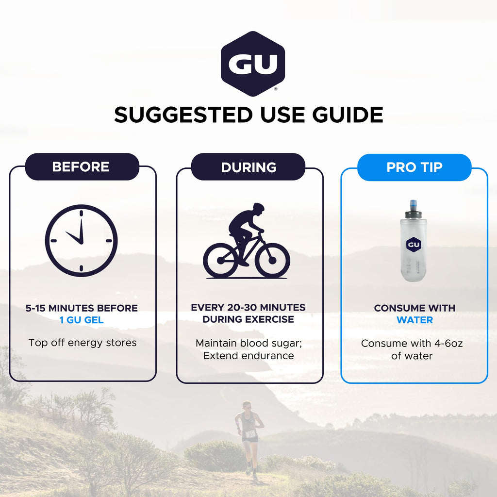 GU Energy Original Sports Nutrition Energy Gel, Vegan, Gluten-Free, Kosher, and Dairy-Free On-the-Go Energy for Any Workout, 8-Count, Tri-Berry
