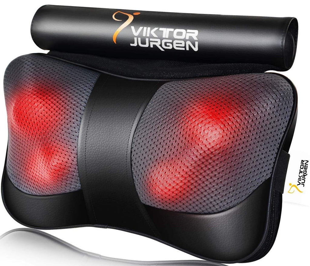 VIKTOR JURGEN Shiatsu Back Massager Heat for Pain Relief, Leather Black