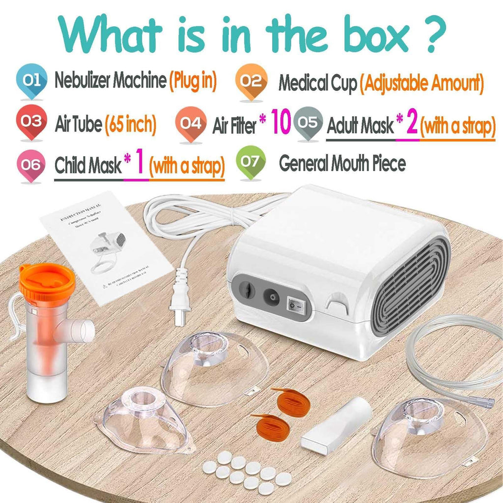 Desktop Nebulizer Machine, Portable Nebulizer Compressor with Exquisite Design, Pro Compact Nebulizer Cool Mist System for Kids Adults Home Use Travel Friendly