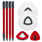 Spin Mop Replace Head, Base, Mop Handle Replacement for OCedar EasyWring 1 Tank System, Include 2 Microfiber Mop Head Replacement, 1 Sturdy Iron 30-58" Mop Handle, 1 Scrubber Head, 1 Spin Base