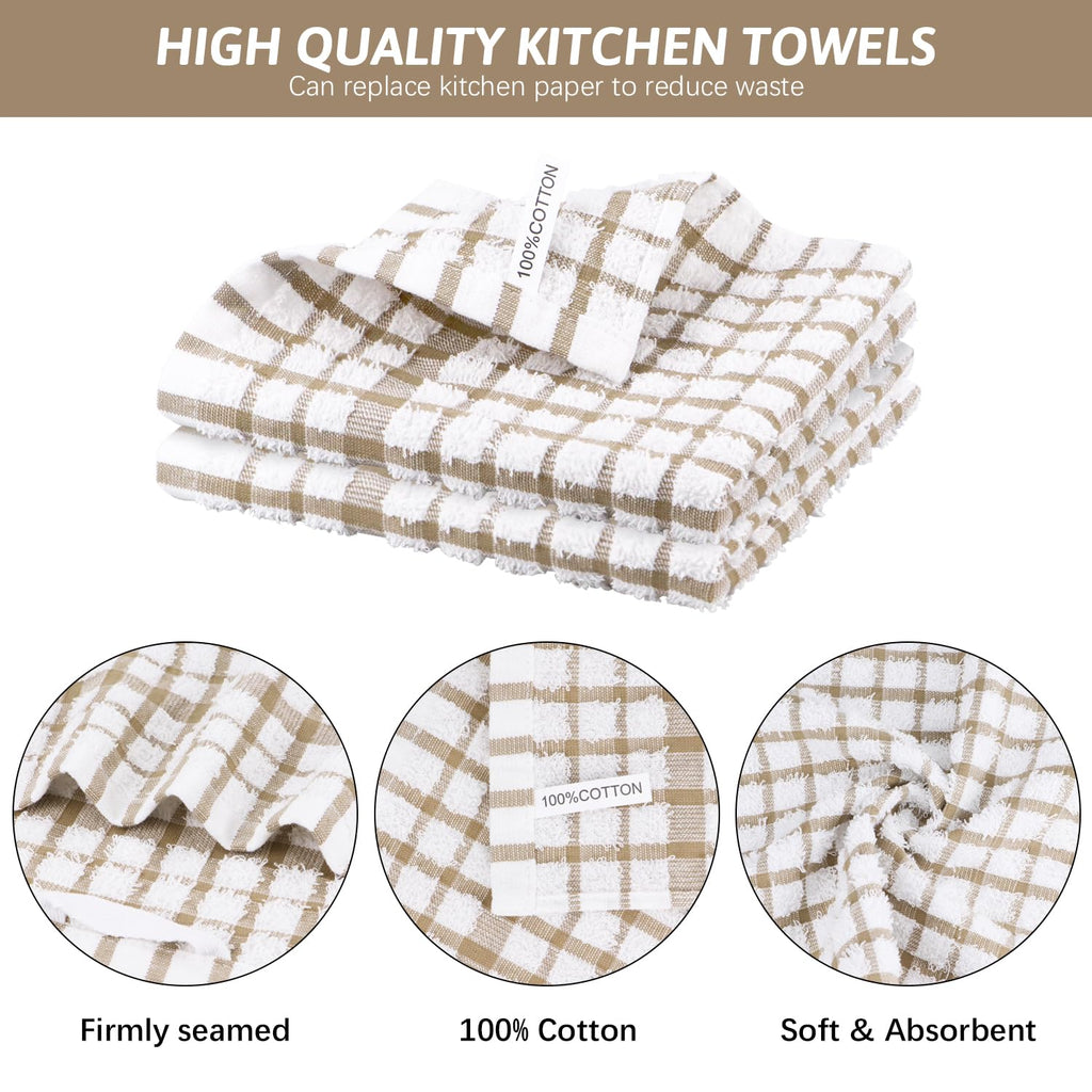 Nialnant 12PCS Dish Cloths,100% Cotton Soft Absorbent Cleaning Rags,Quick Drying Dish Towels for Kitchen,Washing Dishes-Blue Plaid+Yellow Plaid,12x12in