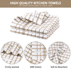 Nialnant 12PCS Dish Cloths,100% Cotton Soft Absorbent Cleaning Rags,Quick Drying Dish Towels for Kitchen,Washing Dishes-Blue Plaid+Yellow Plaid,12x12in