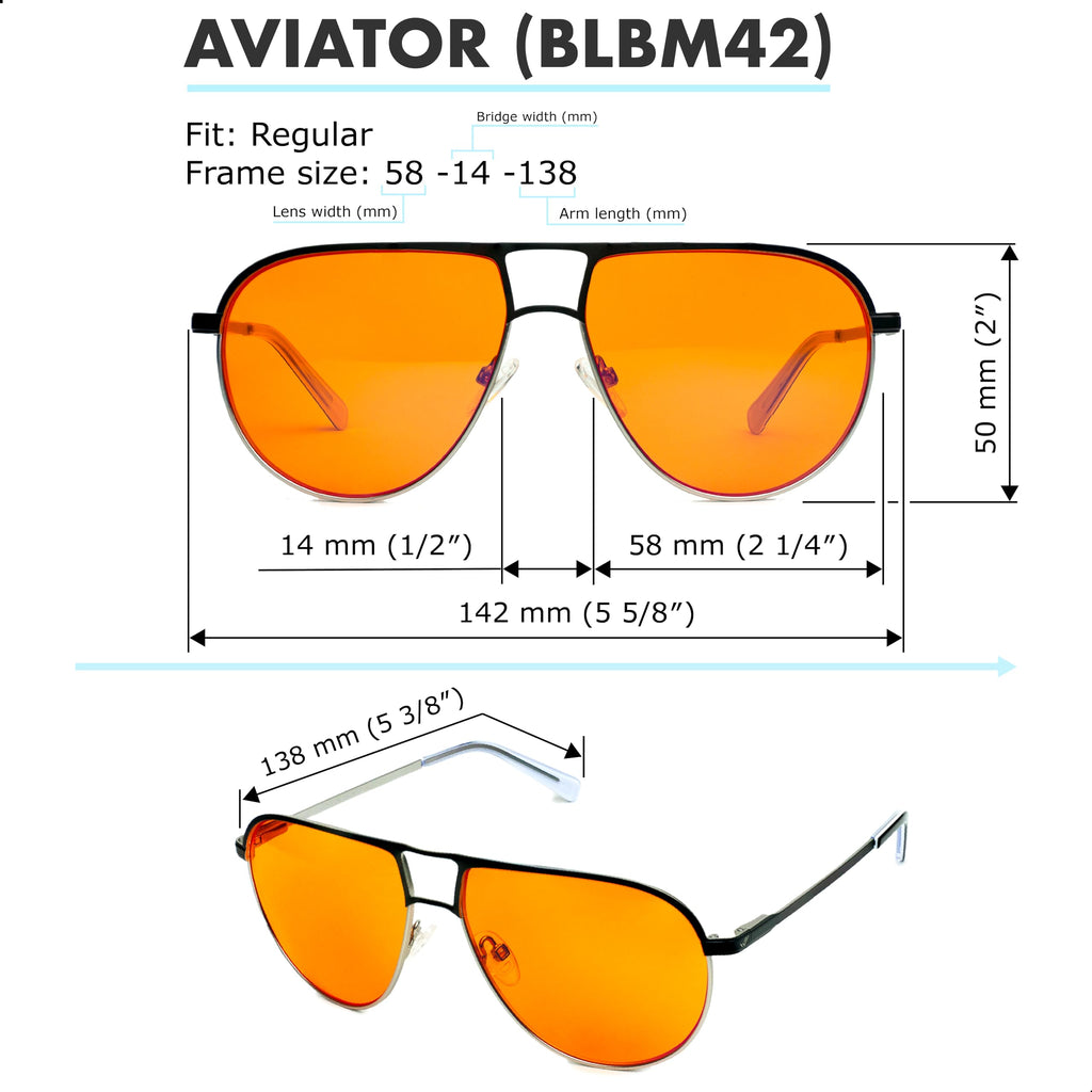Orange Aviator Blue Light Blocking Glasses for Better Sleep - 97% Premium Metal Classic Aviators Computer Migraine Glasses for Women & Men - Amber Gaming Glasses - Blue Light Blocker Anti Eye Strain