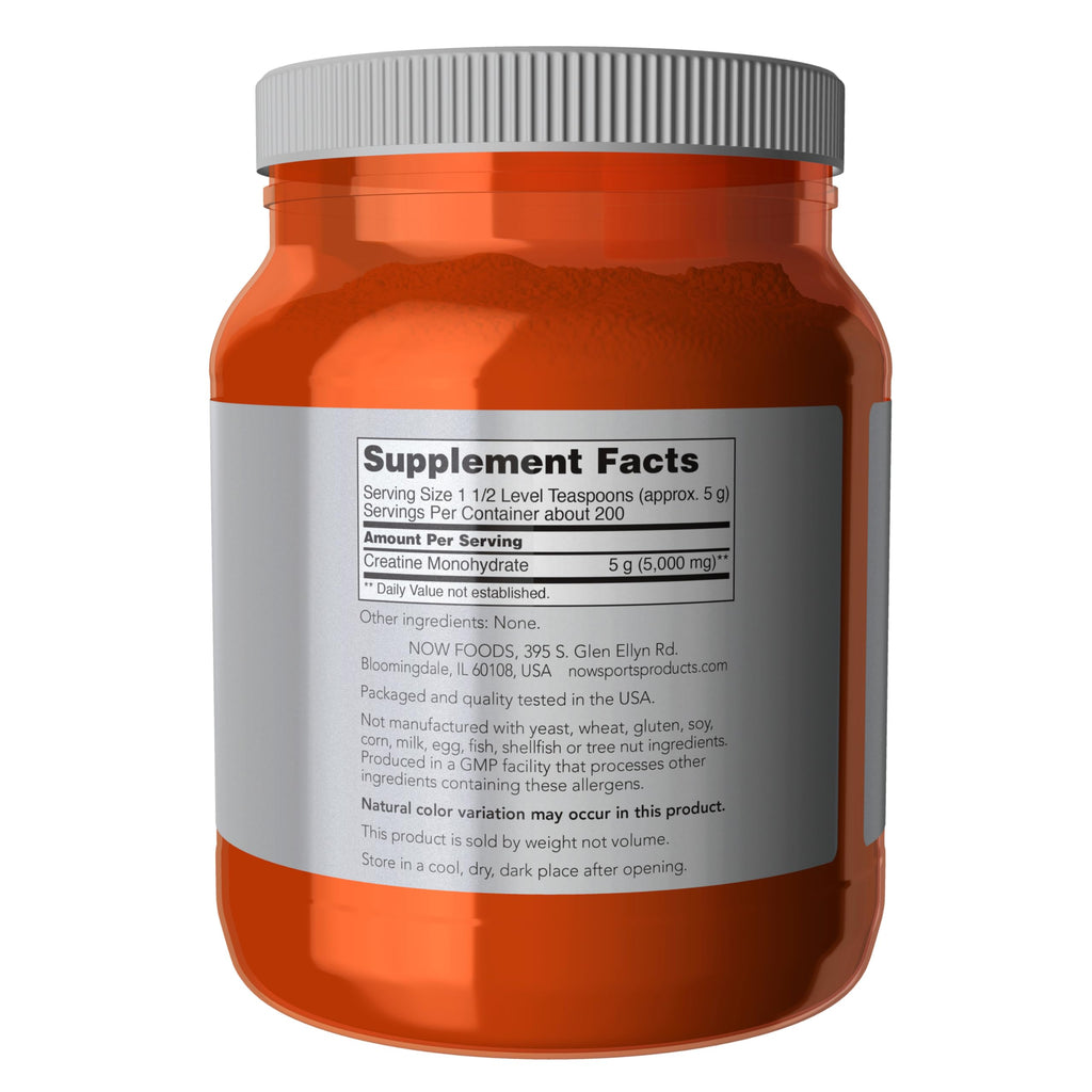 NOW Foods Sports Nutrition, Creatine Monohydrate Powder, Mass Building*/Energy Production*, 2.2-Pound