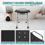 Height Adjustable Folding Shower Chair Seat, Stainless Steel Small Shower Chair for Inside Shower with,400lbs Portable Travel Shower Stool,Safety Anti-Slip Bath Chair for Seniors(Black)