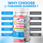 BVIVLOO L-Theanine Gummies with L-Theanine 400 mg, Ashwagandha, GABA, 5-HTP, Magnesium Glycinate for Calm, ZZZ & Relaxation Support - Vegan, Raspberry Flavor, 120 Count