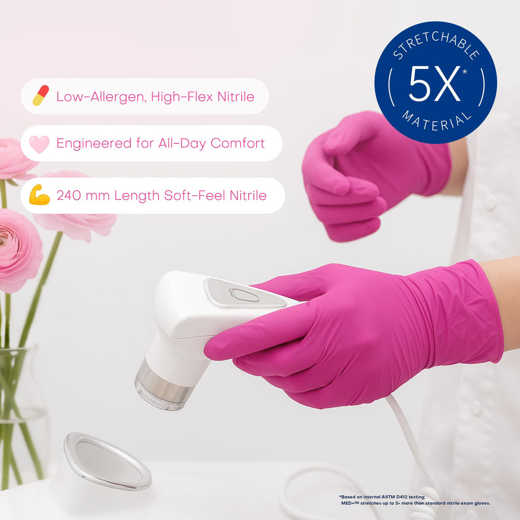 Supmedic Nitrile Exam Gloves, 4 Mil 100 Pcs Powder-Free Latex-Free Cooking Food-Safe Disposable Medical Gloves, Rose Orchid (Medium)