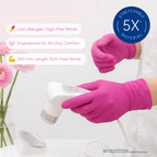 Supmedic Nitrile Exam Gloves, 4 Mil 100 Pcs Powder-Free Latex-Free Cooking Food-Safe Disposable Medical Gloves, Rose Orchid (Medium)