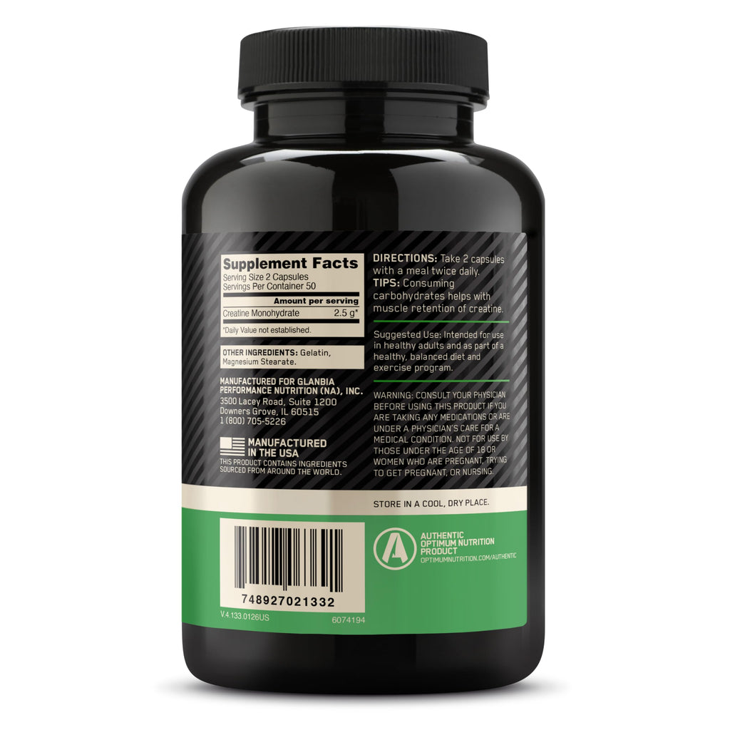Optimum Nutrition Micronized Creatine Monohydrate Capsules, 100 Ct