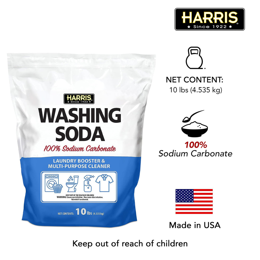 Harris Washing Soda, Sodium Carbonate, Laundry Booster and Multipurpose Cleaner, No Additives or Fragrances, 10lb