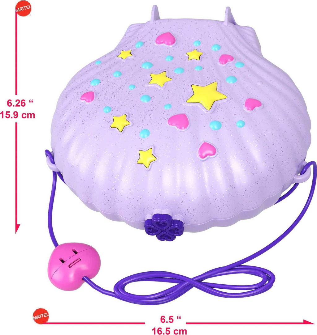 Polly Pocket Tiny Power Seashell Purse Compact with Wearable Strap, Fun Under-The-Sea Features, Micro Polly and Lila Mermaid Dolls, 2 Accessories & Sticker Sheet; for Ages 4 Years Old & Up