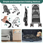 Double Pet Stroller for Dogs and Cats,Cat Strollers for 2 Cats,Double Dog Stroller for 2 Small Medium Dogs,4 Lockable Wheels/Lightweight/Folding,Grey