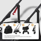 COOLCRAB Pet Stroller Quickly Folds for Easy Storage Cat Stroller with Detachable Carrier Thickened Oxford Cloth Breathable Basket Dog Strollers for Small Dogs (Grey)