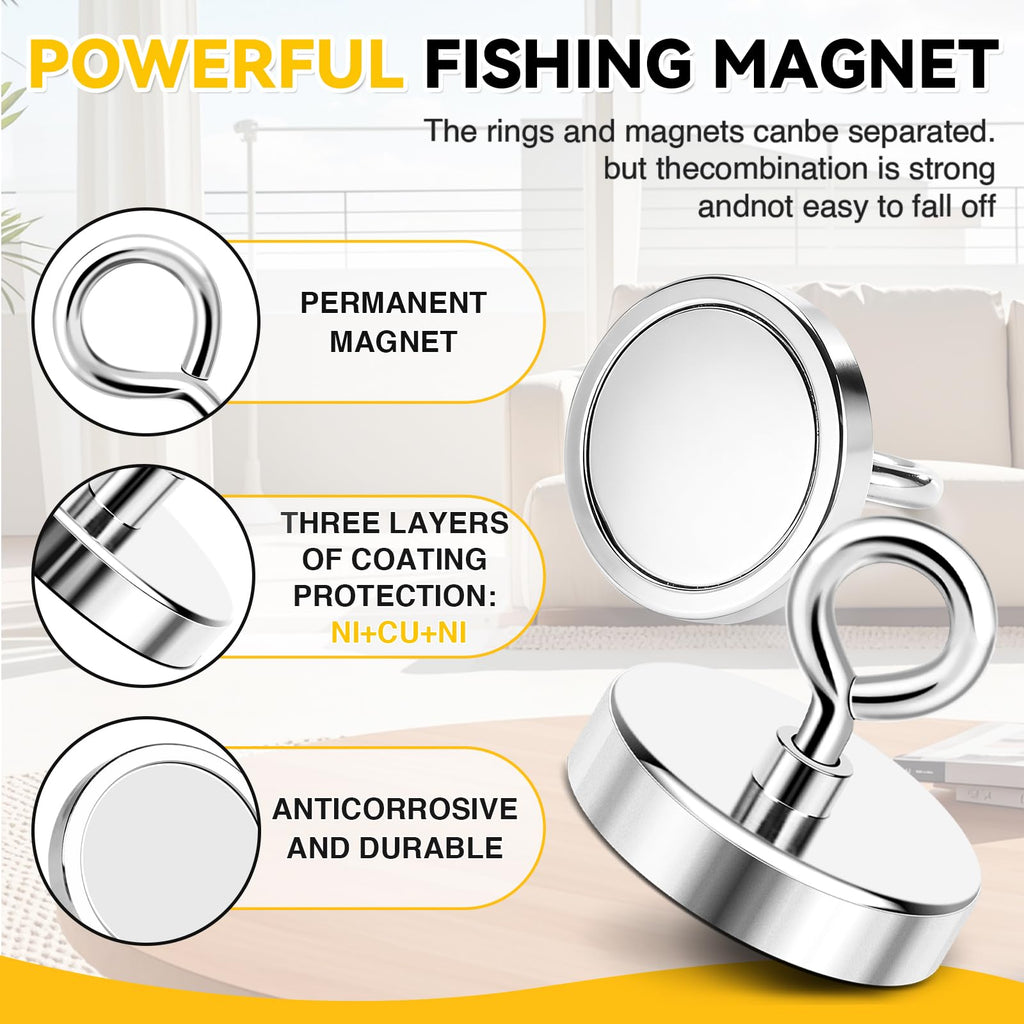 DIYMAG Fishing Magnet, 2 Inch 350 Lbs Large Strong Magnets for Lifting