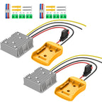 2 Pack 20V to 12V Step Down Converter Compatible with DeWalt 20V Power Wheel Battery Adapter, DC 12V 20A 240W Buck Converter Regulator 30A Fuse & Wire Terminal