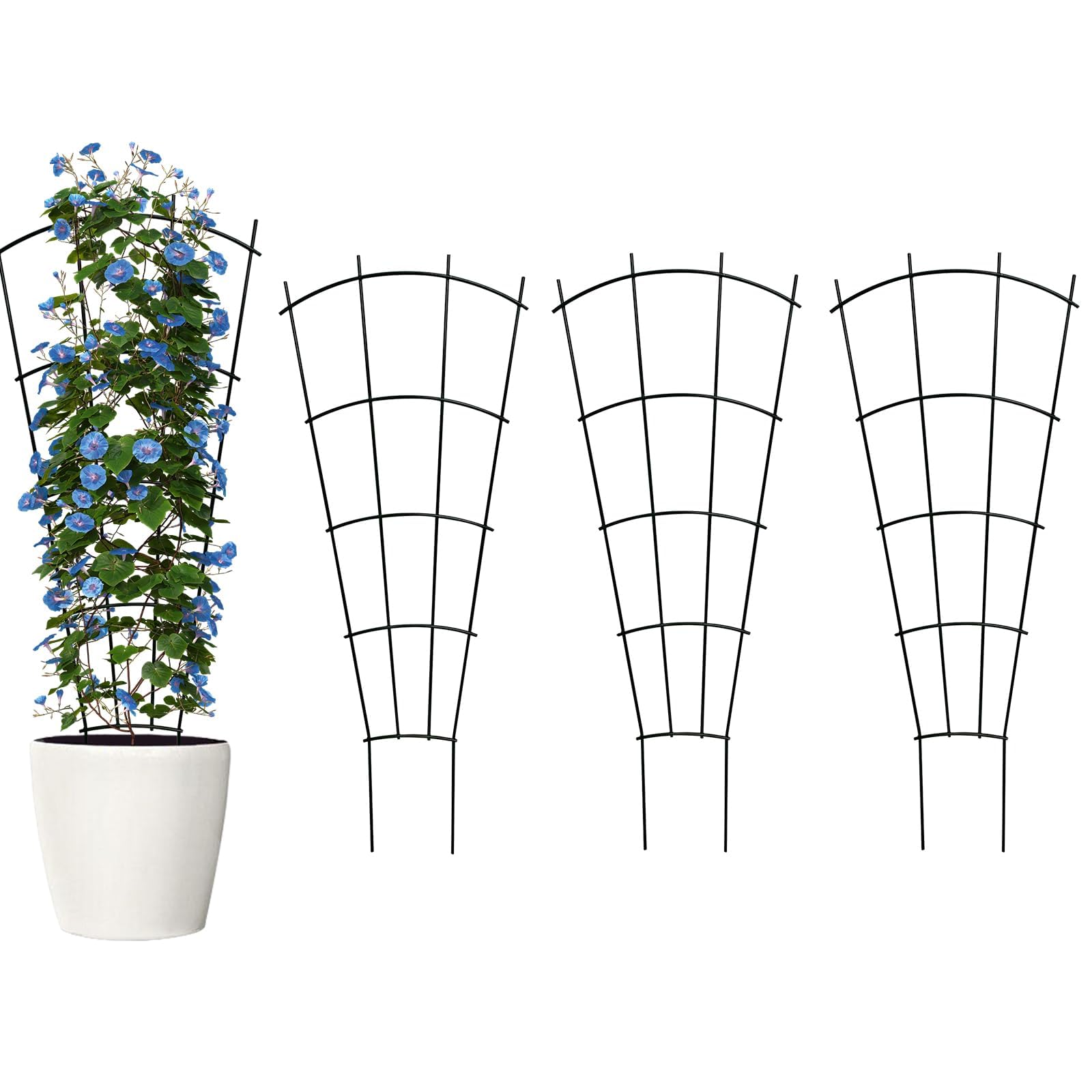 Thealyn 43" Tall Metal Plant Trellis Climbing Plant Support, 4 Pack Black