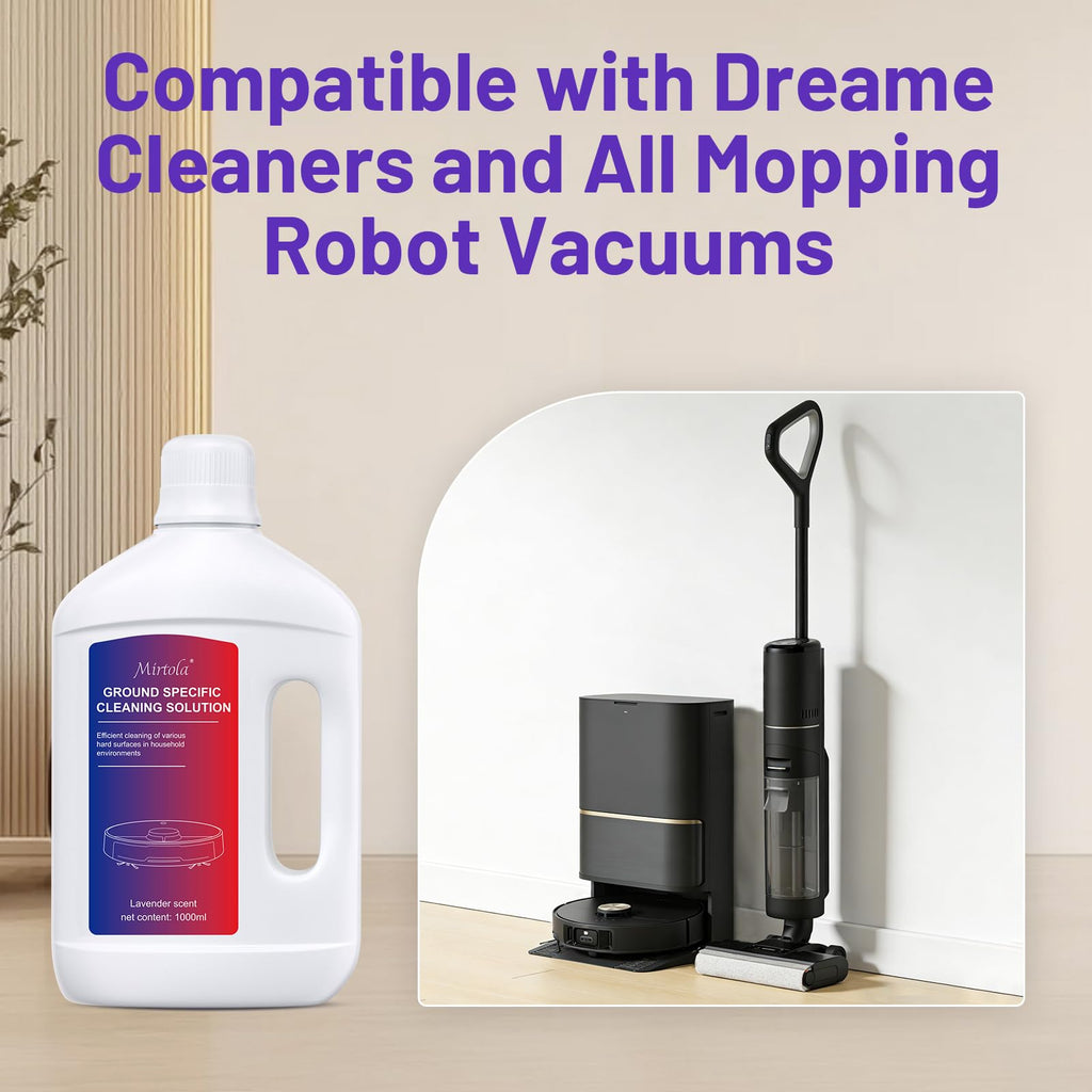 Mirtola Multi-Surface Floor Cleaning Solution Compatible with Dreame Cleaning Solution, Lavender Scent, Deep Clean, Suitable for All Mopping Robot Vacuums and Cordless Wet/Dry Mops (1000 ml)