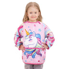 WERNNSAI Kids Art Smock for Girls - Kids Aprons Waterproof Toddler Art Painting Smock for Girl with Long Sleeve and 3 Pockets Painting Eating Cooking Baking Gardening Water Play Apron