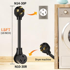 1.5FT 3 Prong to 4 Prong Dryer Adapter, Old Dryer to New House Conversion