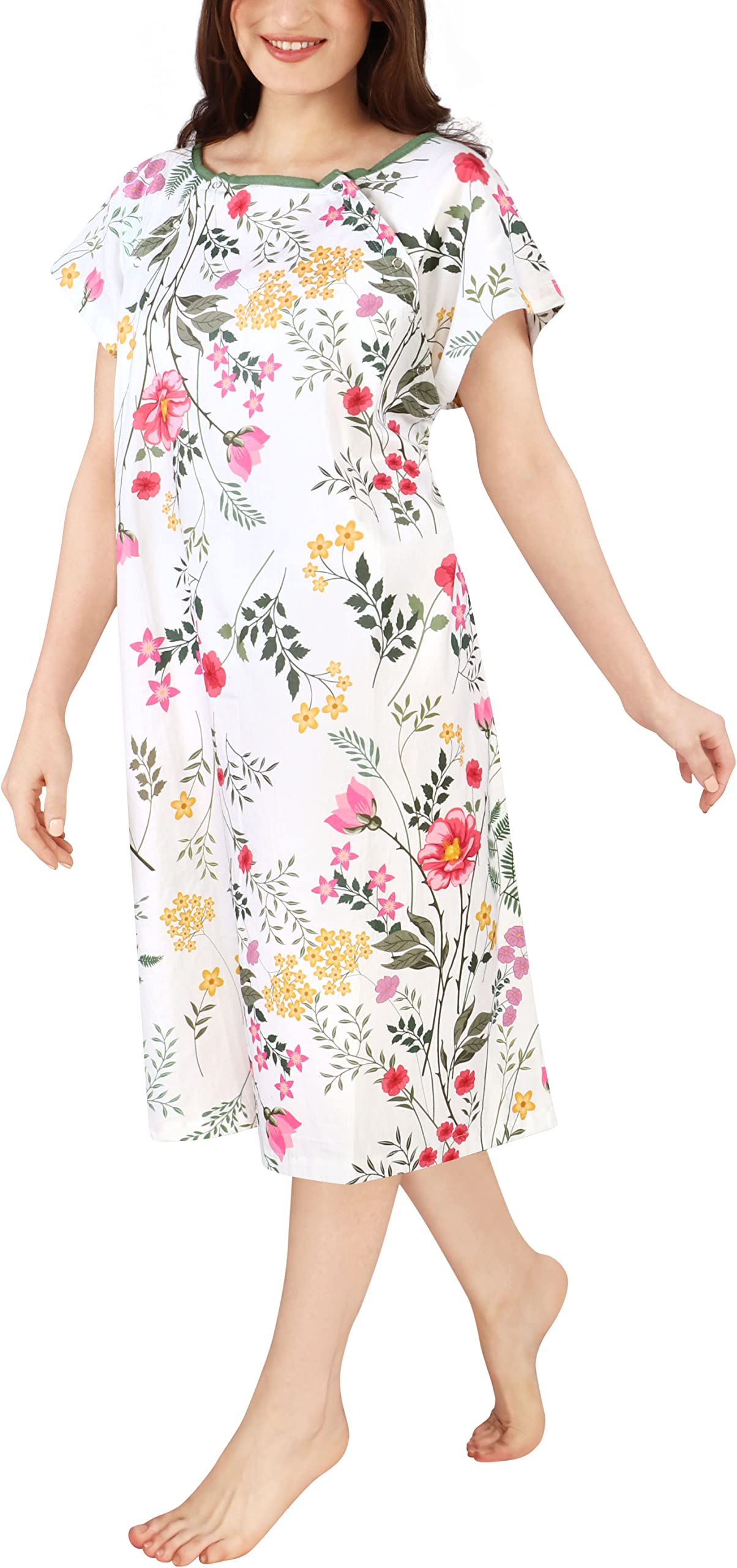 Utopia Care Women's Hospital Gown Soft Comfortable and Stylish Patient Gown, Small-Medium, Floral White