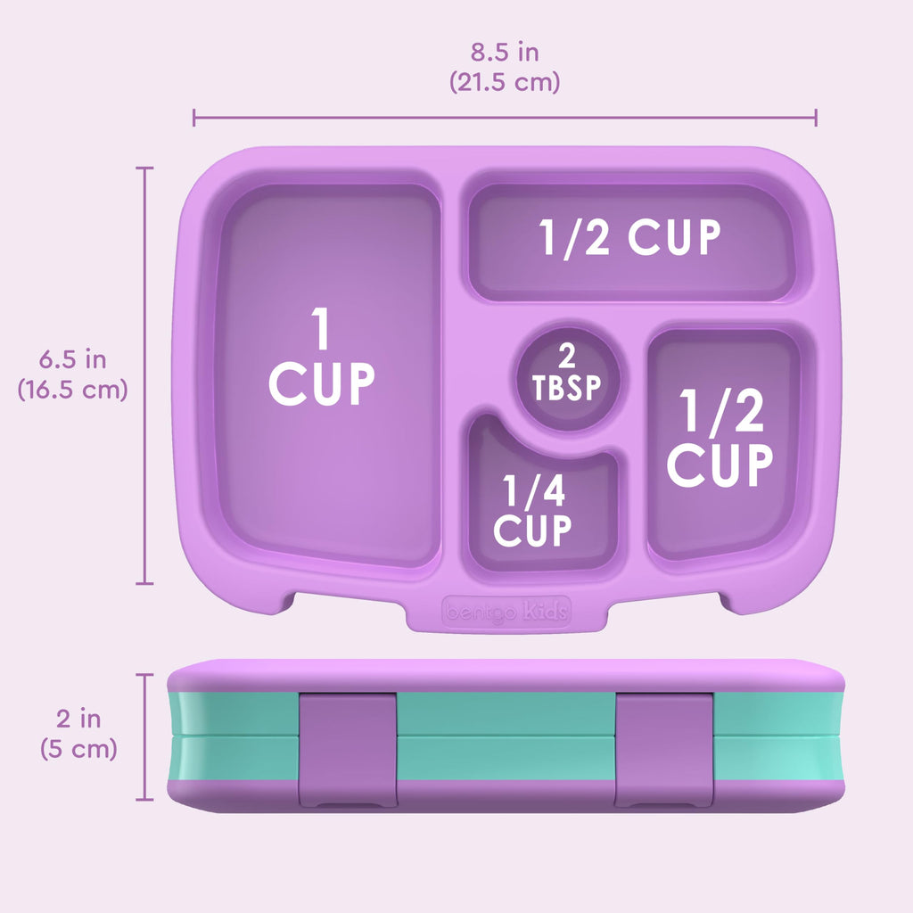 Bentgo Kids Prints Leak-Proof, 5-Compartment Bento-Style Kids Lunch Box - Ideal Portion Sizes for Ages 3-7, Durable, Drop-Proof, Dishwasher Safe, & PFAS & BPA-Free Materials (Mermaid Scales)
