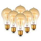 Jslinter 6-Pack Edison Light Bulb 60 Watt Dimmable A19 Vintage Warm Bulb