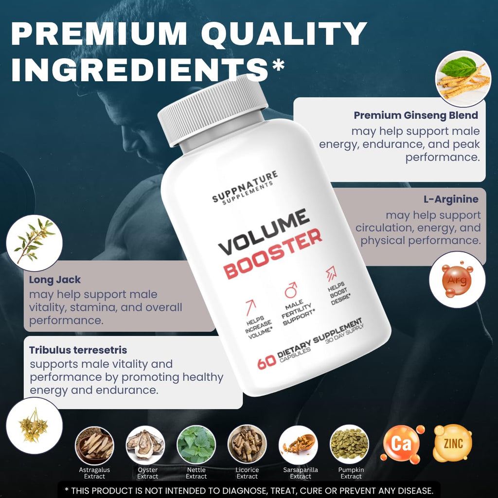 Volume Booster Pills Male Support Advanced Formula*, Volume Booster for Men Dietary Supplement, 60 Tablets