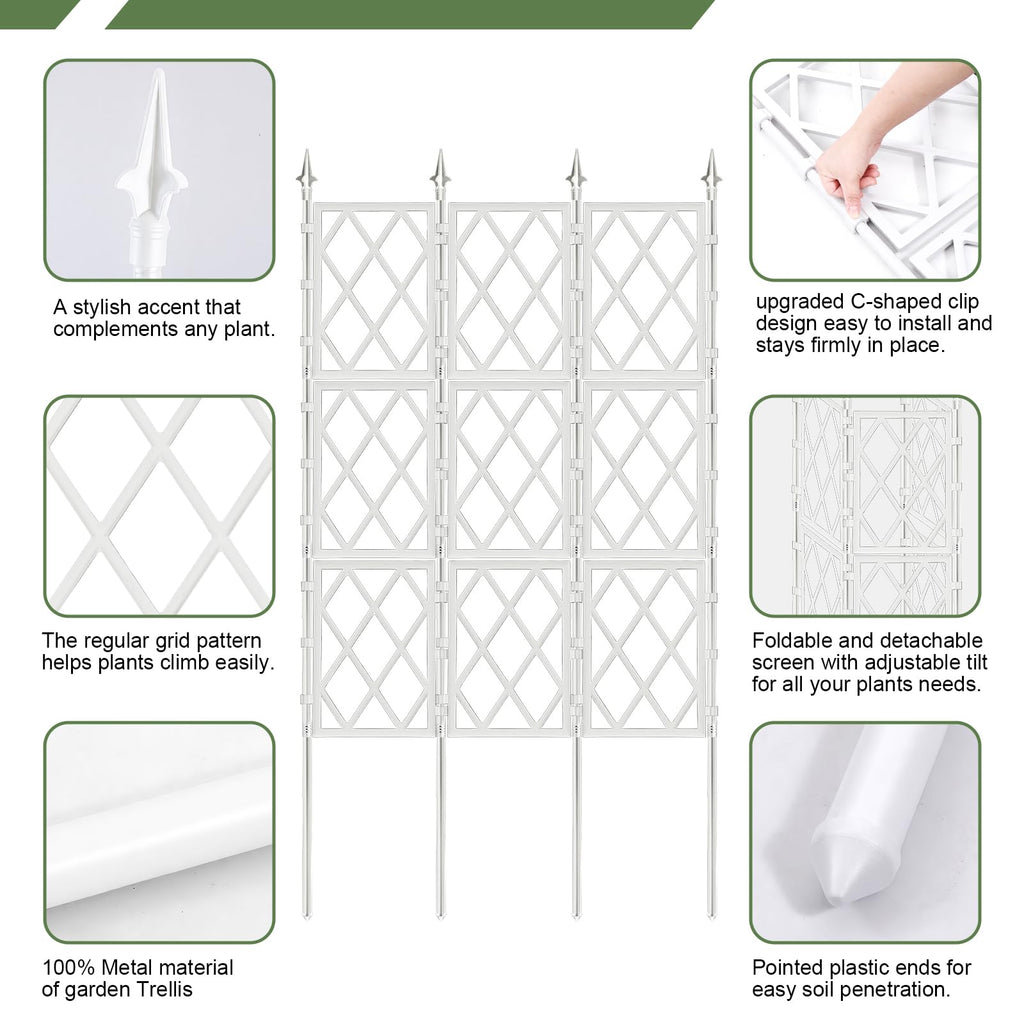 63 Inch White Metal Pipe Garden Trellis Support Fence Frame for Climbing