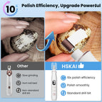 HSKAI Electric Nail File Drill, Cordless Toe Nail Grinder for Thick Toenails & Callus, 10-Speed 2000mAh Rechargeable Nail Filer, Manicure Pedicure Kit with LED Lamp, Gifts for Men Women