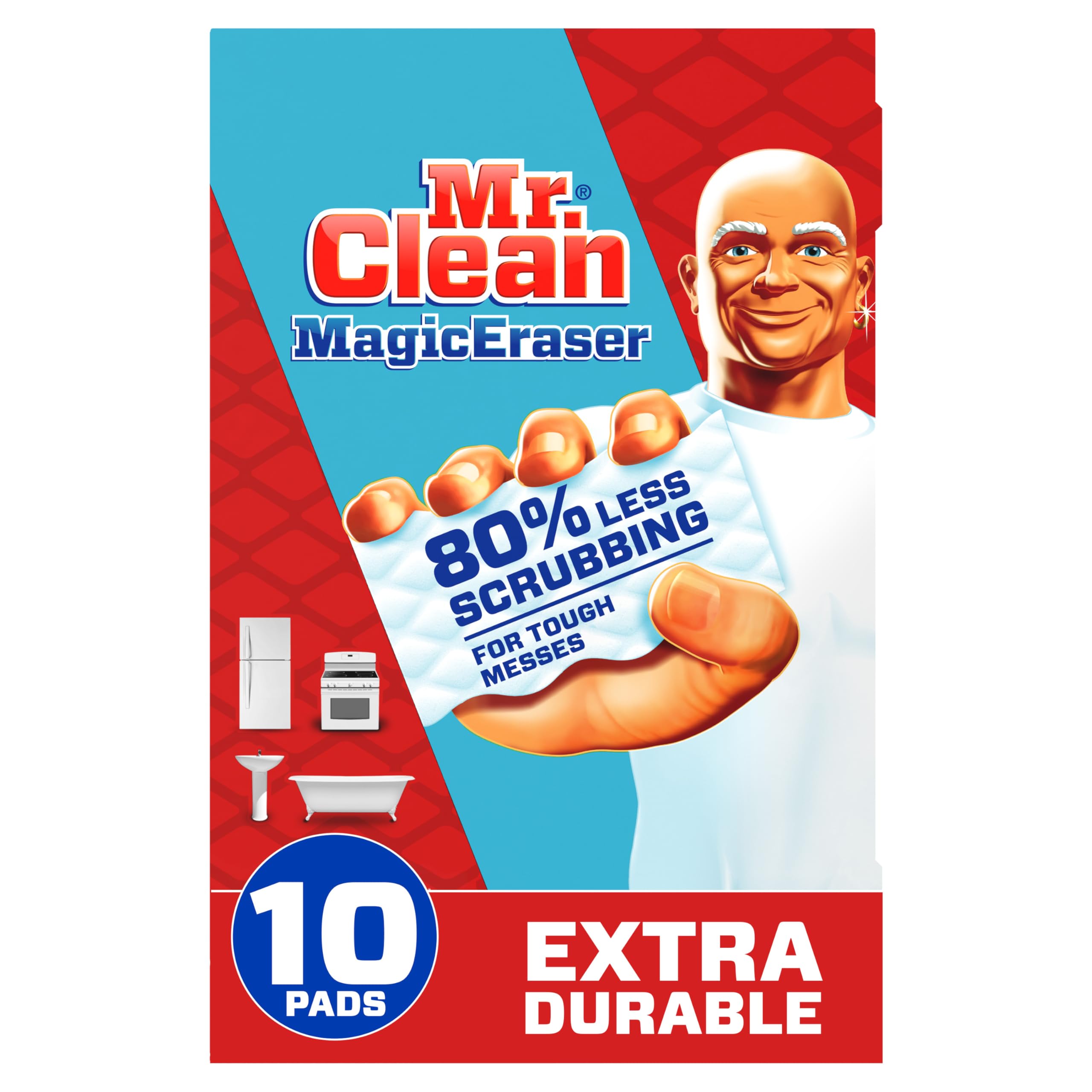 Mr. Clean Magic Eraser, Extra Durable | Multi Purpose Cleaner | 10 Count, Pack of 4