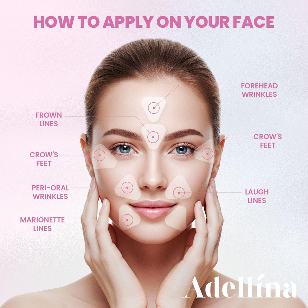 Adellina New Anti Facial Wrinkle Patches: Anti Wrinkle Patches Overnight - Smile Line Pathces - Facial Wrinkle Patche for Forehead, Smile Line, Under Eyes (1 Count (Pack of 144))