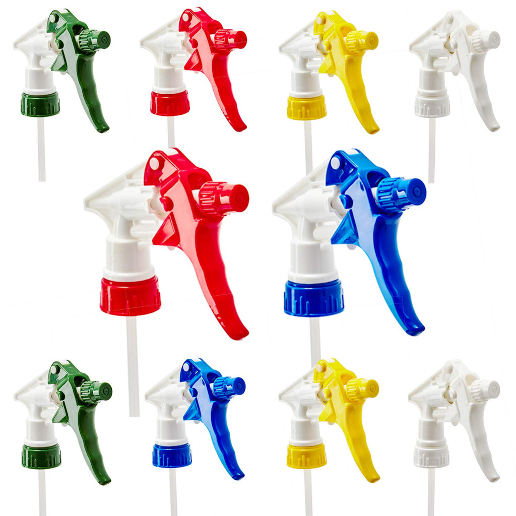 Leak-Free Chemical Resistant Spray Head 10 Pk. BOTTLES NOT INCLUDED. Industrial Sprayer for Car Detailing Window Cleaning and Janitorial Supply. Low-Fatigue Trigger and Nozzle Fit 32oz Bottle.