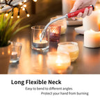 Butane Lighter Torch Long Lighter Refillable Adjustable Jet Flame Lighter Windproof Flexible with Visual Fuel Window Blow Torch for Stove BBQ Grill Fireplace Camping Kitchen (No Gas Include) - Red