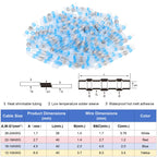 500PCS Blue Waterproof Solder Seal Wire Connectors 16-14 AWG, Heat Shrink Butt Connectors Terminals Solder Sleeve Wire Splice Connector for Marine Boat Wire Joint