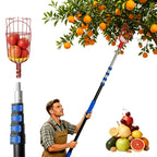 Karveden 18FT Reach Fruit Picker Pole with Basket Telescoping, 3-12FT Extendable Aluminum Apple Picker for Picking Avocados, Figs, Mangoes, Citrus Fruits - Durable Harvesting Fruit Catcher for Trees